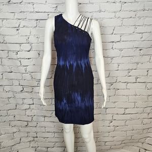 Versus Versace Blue Lace-up Shoulder Dress